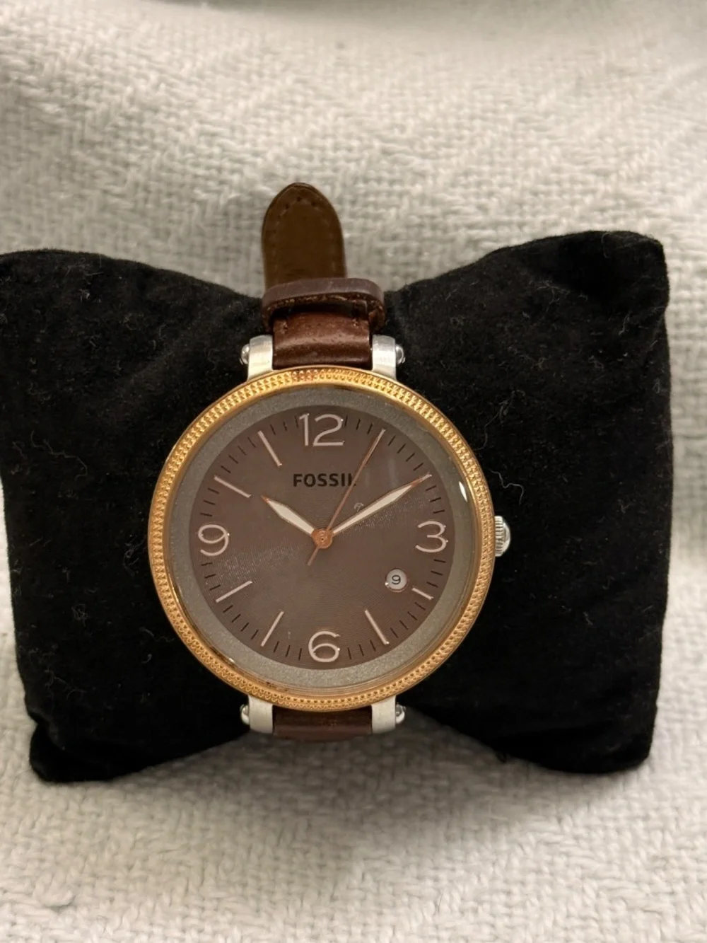 Fossil Brown Leather And Stainless Steel Wrist Watch #13